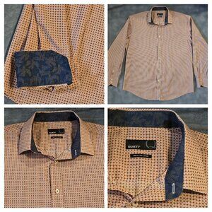 Quieti Men's XL Long Sleeve Button Down Shirt Red White Floral Print 100% Cotton